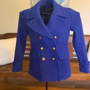 Jcrew bright blue pea coat